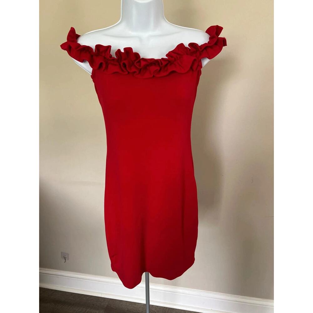 Motel Rocks Red Ruffle Mini Dress Size Medium - Picture 4 of 7